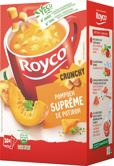 Royco Minute Soup pompoensuprême met croutons, doos van 20 zakjes