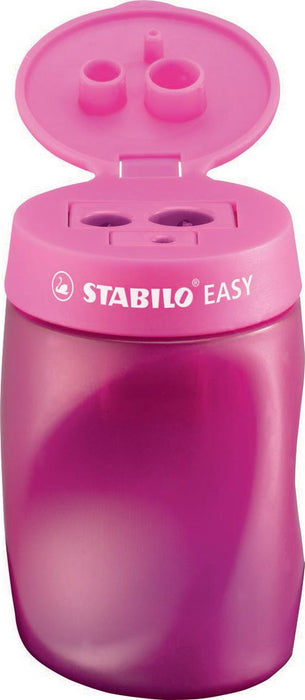 STABILO EASYsharpener potloodslijper, 2 gaten, voor rechtshandigen, roze met opvangbakje