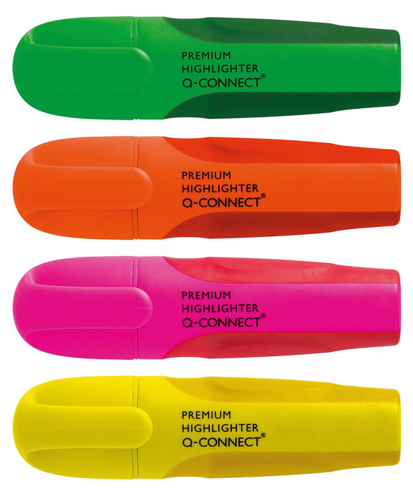 Q-CONNECT Premium markeerstift, geassorteerde kleuren, pak van 4 stuks