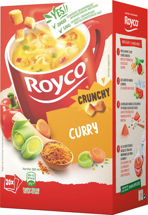 Royco Minute Soep curry met croutons, pak van 20 zakjes