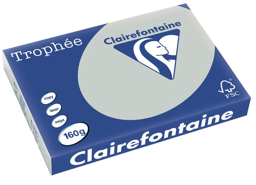 Clairefontaine Trophée Pastel, gekleurd papier, A3, 160 g, 250 vel, lichtgrijs 4 stuks, OfficeTown