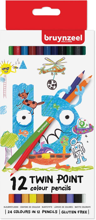 Bruynzeel Kids kleurpotloden Twin Point, set van 12 stuks in geassorteerde kleuren