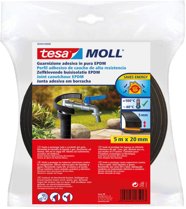 Tesa Moll  buisisolatie EPDM, 5 m x 20 mm, zwart 15 stuks, OfficeTown