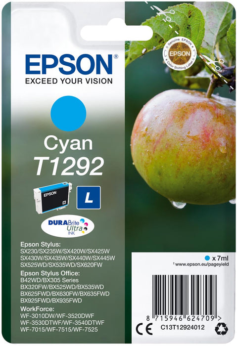 Epson inktcartridge T1292, 460 pagina's, OEM C13T12924012, cyaan