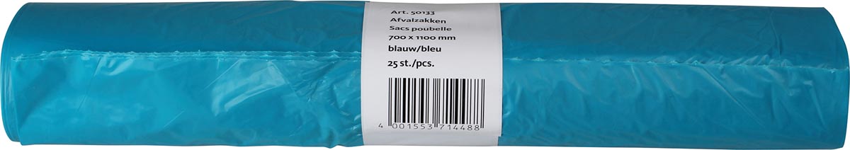 Rol Vuilniszakken 120 liter, ft 70 x 110 x 0,2 cm, gerecycled HDPE, blauw, 25 stuks