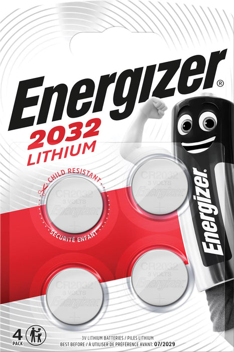 Energizer lithium knoopcel CR2032, verpakking van 4 stuks