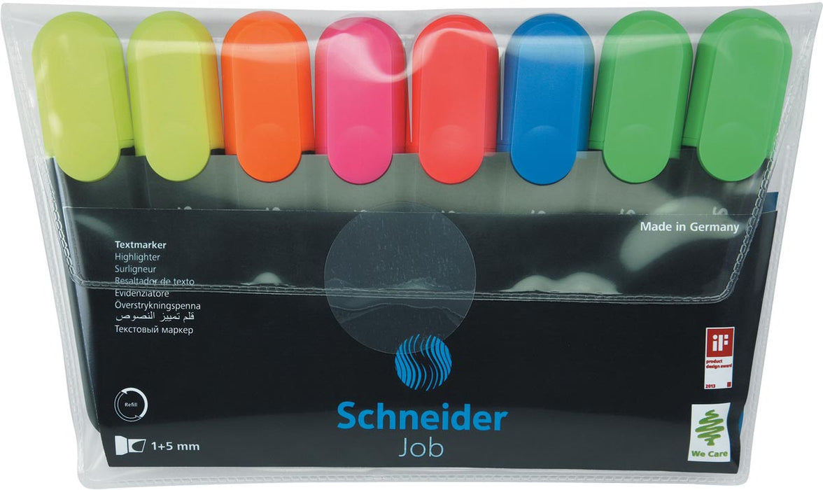 Schneider markeerstift Job 150, etui van 6 stuks in geassorteerde pastelkleuren 30 stuks