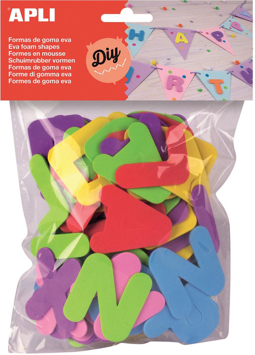 Apli Kids schuimrubber letters, blister met 104 stuks in geassorteerde kleuren 5 stuks, OfficeTown