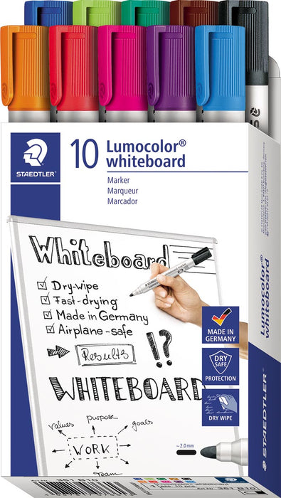 Staedtler Lumocolor whiteboardmarker, doos van 10 stuks in verschillende kleuren