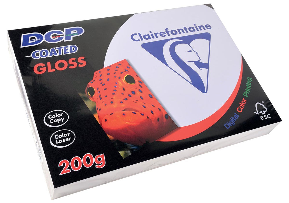 Clairefontaine DCP presentatiepapier gecoat glans ft A4, 200 g, pak van 250 vel