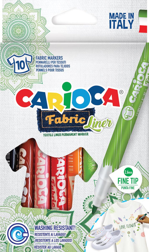 Carcioca textielstift Fabricliner, doos van 10 stuks in geassorteerde kleuren 24 stuks, OfficeTown