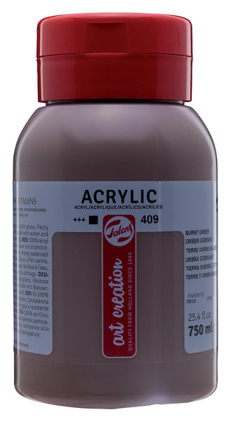Talens Art Creation acrylverf, 750 ml flacon, gebrande omber met pasteuse en watervaste eigenschappen