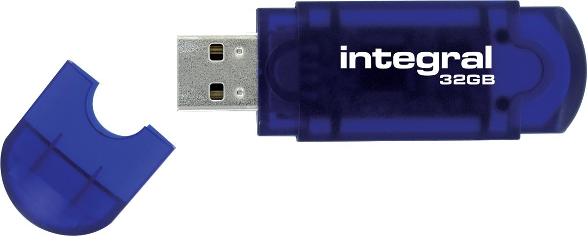 Integral Evo USB 2.0 stick, 32 GB - Stijlvolle blauwe USB-stick, 32 GB