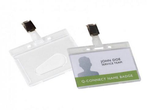 Q-CONNECT badge met clips 54 x 85 mm - Doos van 10 stuks