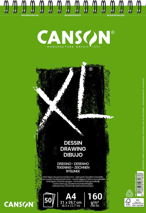 Canson tekenblok XL 160g/m&² ft A4, 50 vel 4 stuks
