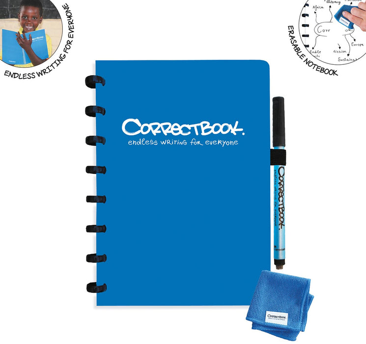 Correctbook A5 Original: uitwisbaar / herbruikbaar notitieboek, blanco, Earthy Blue (blauw)