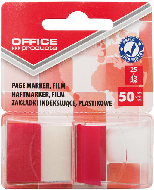 Office Products index, 25 x 43 mm, blister van 50 tabs, rood 24 stuks, OfficeTown