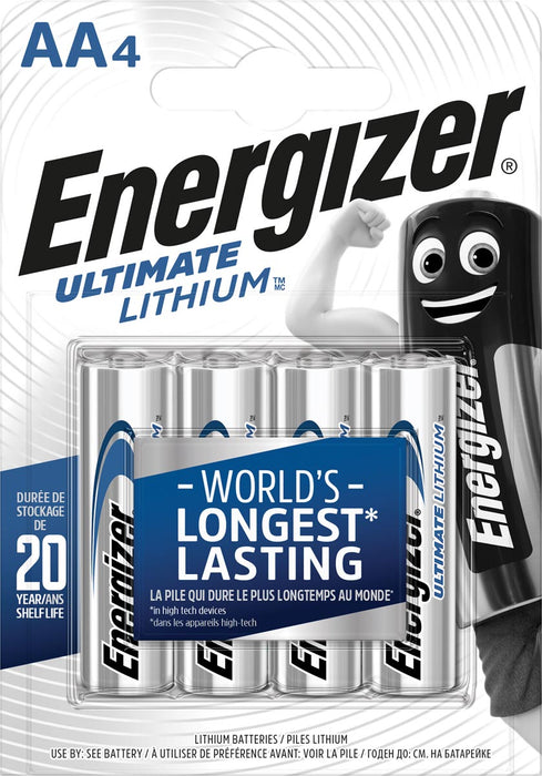 Energizer Lithium AA-batterijen, 4 stuks in blisterverpakking