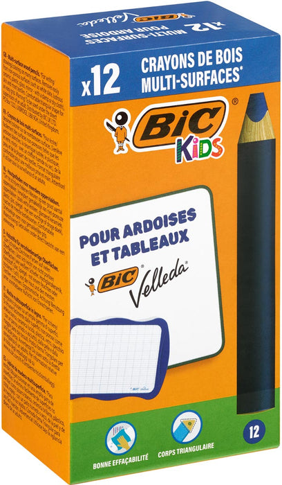 Bic Kids potlood voor whiteboards Multisurface, blauw, doos van 12 stuks Bic Kids