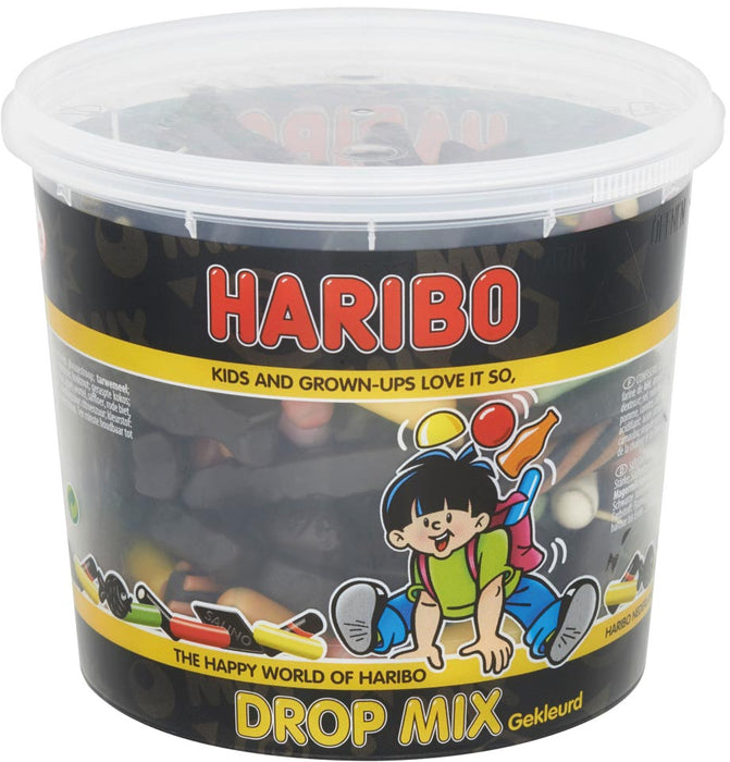 Haribo snoepgoed emmer 650 g, gemengde gekleurde dropmix