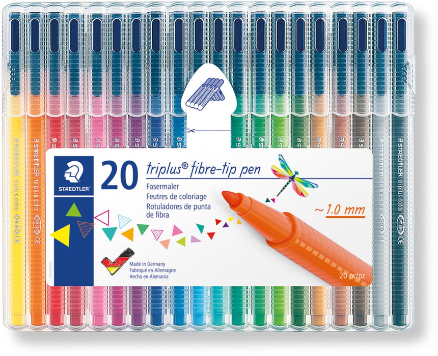 Staedtler viltstift Triplus Color, opbergbare doos met 20 kleuren