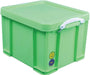 Really Useful Box opbergdoos 35 liter, neongroen met witte handvaten 1 stuks, OfficeTown