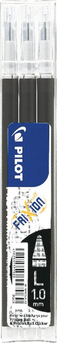 Pilot FriXion Ball/Clicker balpenvulling, zwart, medium punt 0,5 mm, 3 stuks