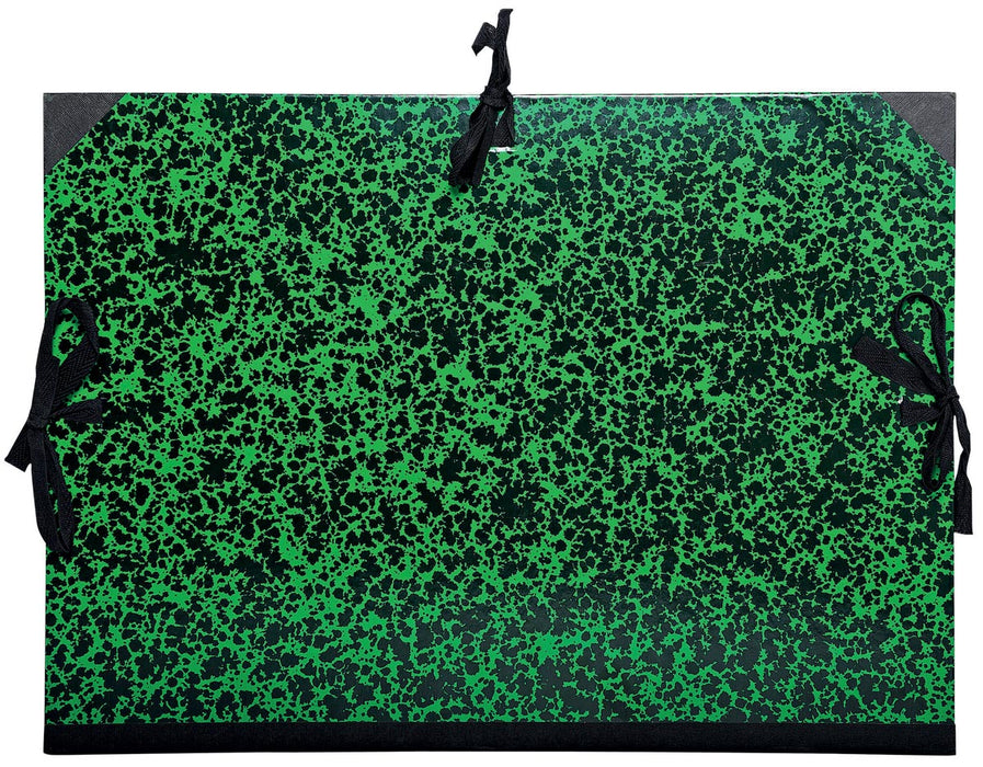 Tekenmap Exacompta met linten ft 32 x 45 cm (A3) met groen/zwart gemarmerde afwerking