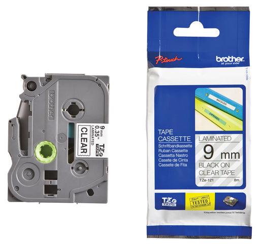 Brother TZe tape voor P-Touch 9 mm, zwart op transparant 25 stuks, OfficeTown
