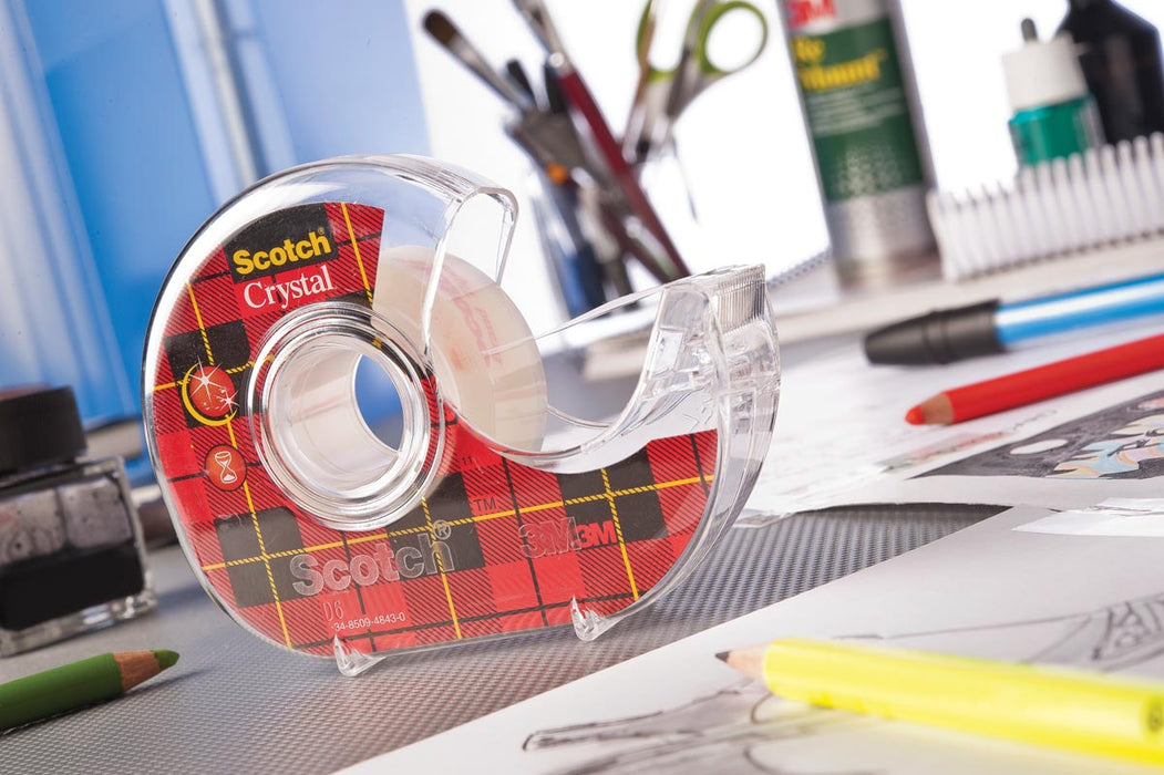 Scotch Plakband Crystal ft 19 mm x 25 m, verpakking met 1 dispenser en 1 rolletje