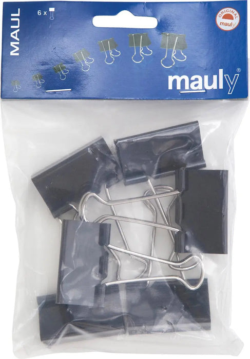 MAUL papierklem foldback 50mm blister 6 zwart