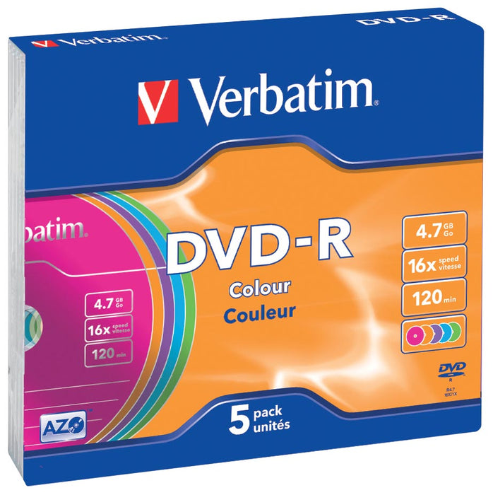 Verbatim DVD-recordable DVD-R, 5 stuks in doos, individueel verpakt (Slim Case)