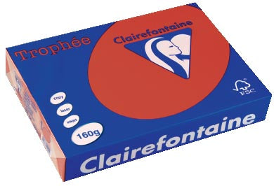 Clairefontaine Trophée Intens, gekleurd papier, A4, 160 g, 250 vel, kersenrood