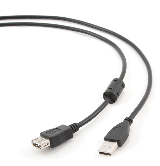 USB-verlengkabel, 3 m met vergulde contacten in zwart