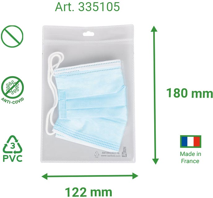 Tarifold antimicrobiële houder voor mondmaskers, met textielband, pak van 10 stuks