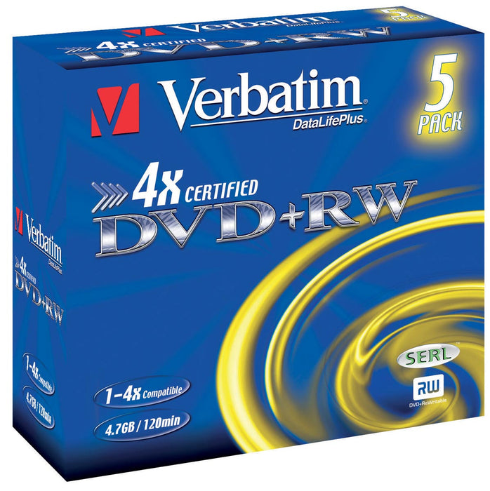 Verbatim DVD+RW, 5 stuks in Jewel Case