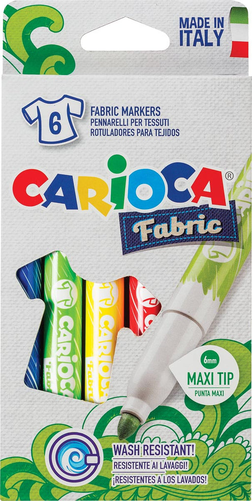 Carcioca textielstift Fabric, doos van 6 stuks in geassorteerde kleuren 12 stuks, OfficeTown
