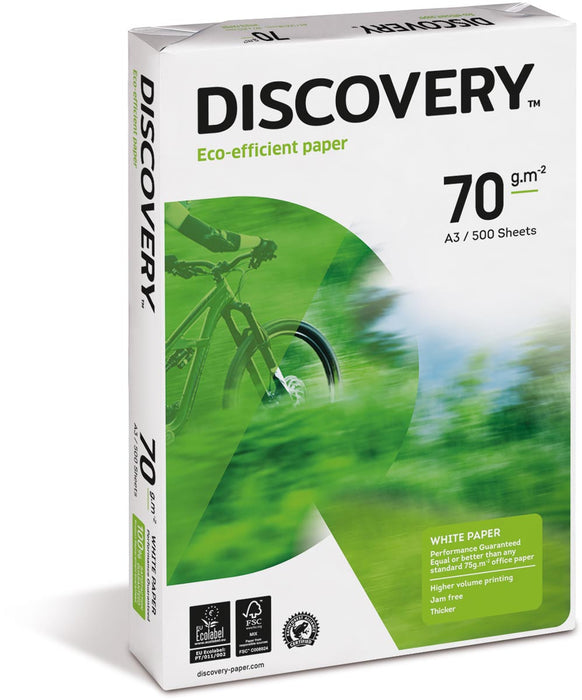 Discovery A3 kopieerpapier met een gewicht van 70 g, pak van 500 vel, 5 stuks