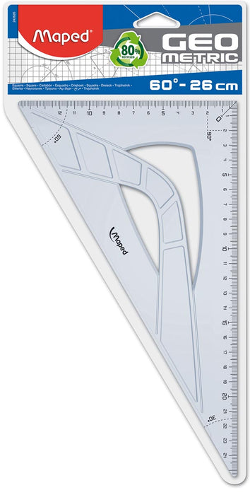 Maped winkelhaak Geometrisch 26 cm, 60° met UV-inkt gradaties