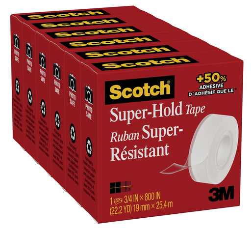 Scotch plakband Super Hold, ft 19 mm x 25,4 m, pak van 6 rollen 4 stuks, OfficeTown