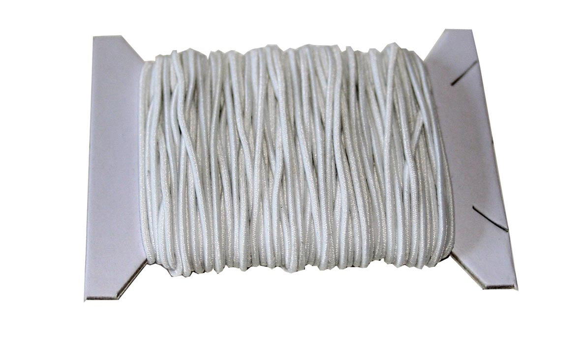 Hoedenelastiek van Bouhon met nylon en spandex/70/D, wit, op blister ft 1 mm x 10 m
