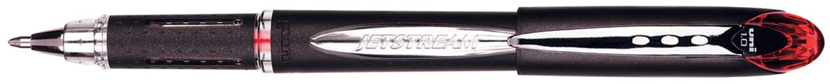 Uni-ball roller Jetstream rood, schrijfbreedte 0,45 mm, medium schrift, schrijfpunt 1 mm, zwarte rubbe...