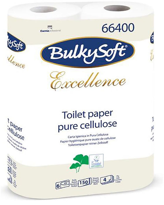 Bulkysoft Excellence toiletpapier, 4-laags, 150 vel, pak van 6 rollen 10 stuks