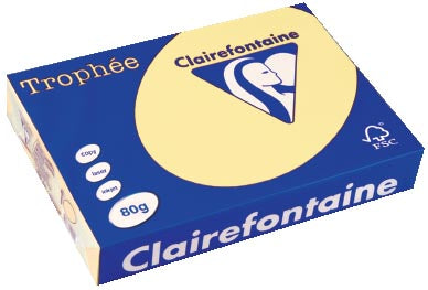 Clairefontaine Trophée gekleurd papier, A4, 80 g, 500 vel, kanariegeel 5 stuks