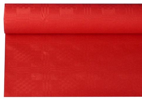 Tafelkleed van papier met damastprint, 1,2 x 8 m, rood 12 stuks