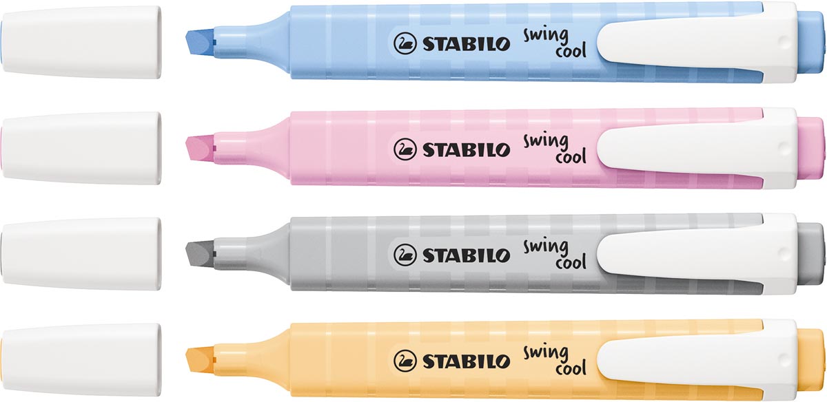 STABILO swing cool markeerstift in pastelkleuren, set van 4 stuks, assorti