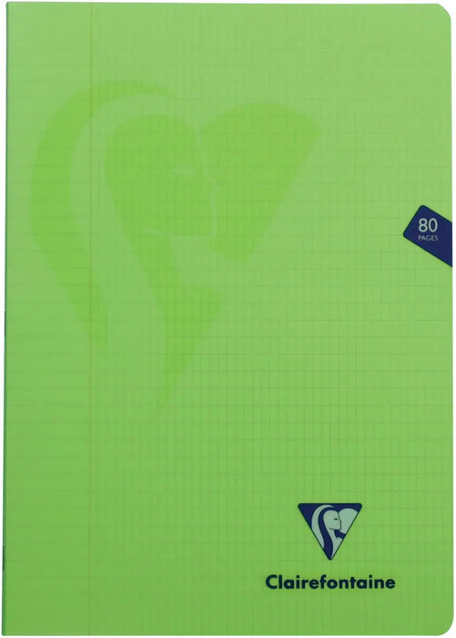 Clairefontaine schrift mimesys met waterafstotende kaft, A4-formaat, 80 pagina's, PP-kaft, geruit 4 x 8, assorti kleuren 10 stuks