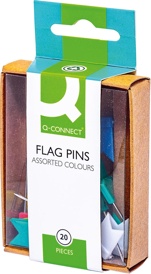 Q-CONNECT vlagspelden, geassorteerde kleuren, doosje van 20 stuks 10 stuks, OfficeTown