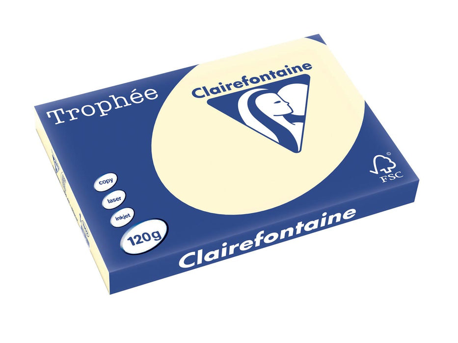 Clairefontaine Trophée Pastel, gekleurd papier, A3, 120 g, 250 vel, crème