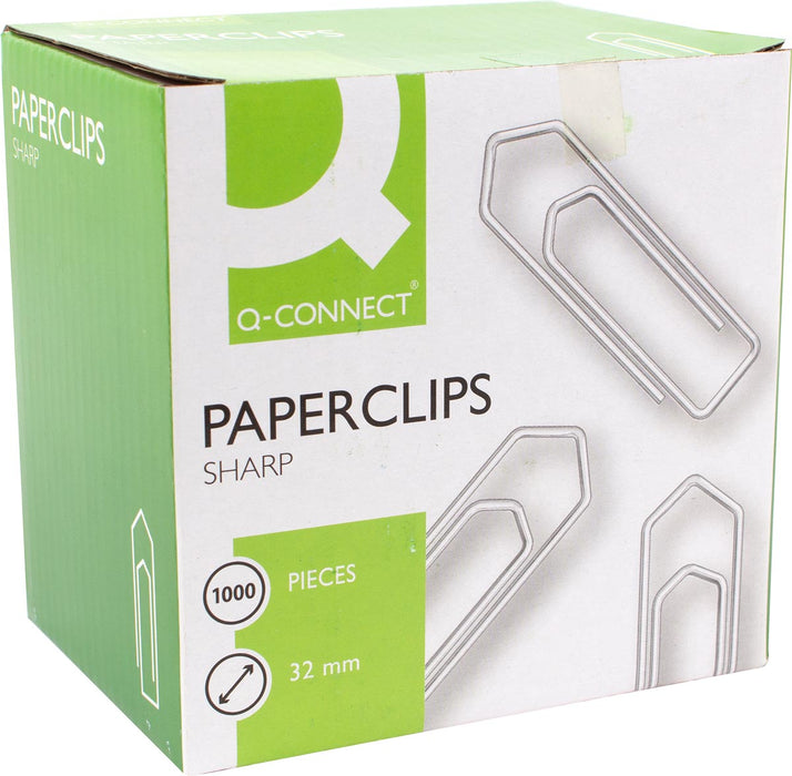 Q-CONNECT papierklemmen, 32 mm, doos van 1000 stuks 24 stuks, OfficeTown
